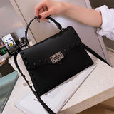 Studded Leather Crossbody Messenger Bag