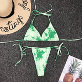 Brazilian Tie-dye Micro Bikini Thong Two Piece  Set
