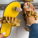 Pineapple Pearl Flat Toe Bohemian Beach Slipper Sandal