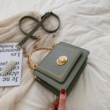 Stone Buckle Leather Mini Crossbody Bag