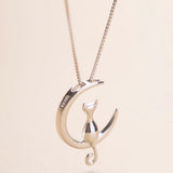 Cat Sitting The Moon Necklace