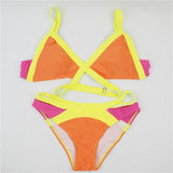 Solid Color Geometric Fluo Bikini