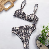 High Waist Bikini Set Leopard Snake Print