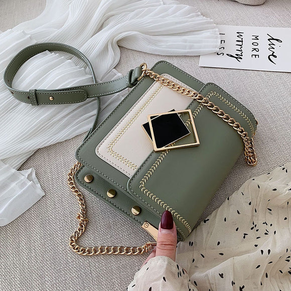 Square Buckle Chain PU Leather Crossbody Bag