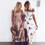 Off Shoulder Split Beach Summer Dress